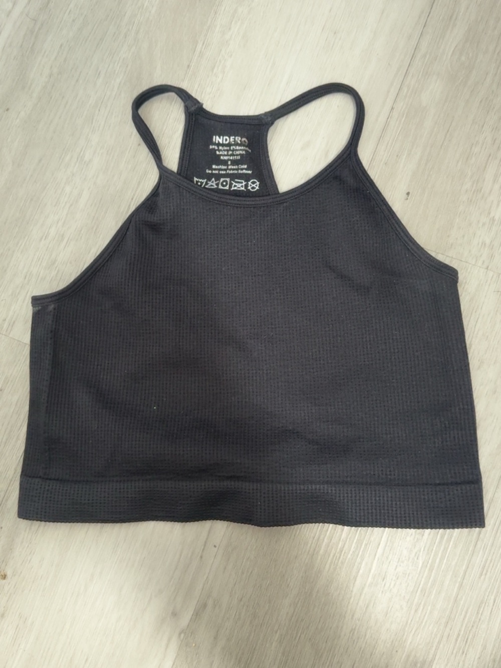Black Ribbed Racerback Crop Tank